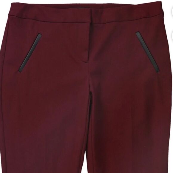 Alfani Womens Faux Leather Trim Casual Trouser Pants, Red, 10 P size NWT - Picture 2 of 8